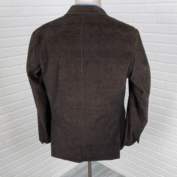 Blue Pronto Uomo Blazer Men‎ Large Black Tan Corduroy Retro Rock Casual Jacket - Picture 4 of 14